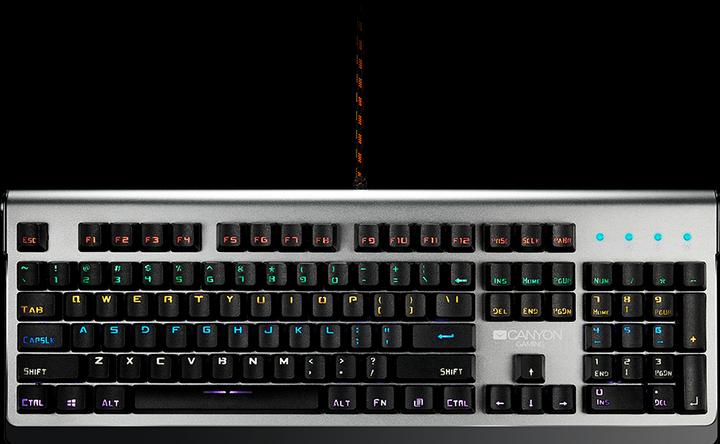 Actual product image Canyon Mechanical Gaming Keyboard Interceptor CND-SKB8, with backlight, Red Outemu Switches, EN layo (US, Cable)
