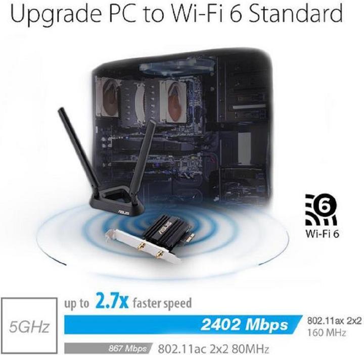 Image du produit ASUS PCE-AX58BT Adaptateur WiFi AX3000 WiFi 6 (Mini PCI Express)