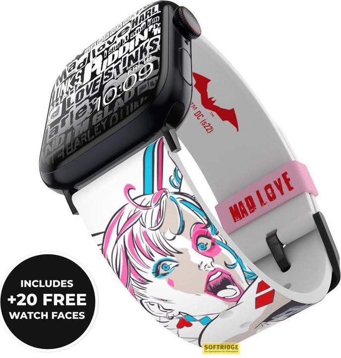 Produktbild Moby Fox Armband Smartwatch Harley Quinn Mad Love 22 mm (22 mm, Silikon, Edelstahl)