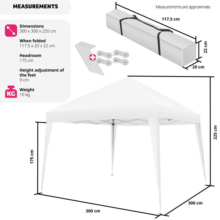 Actual product image tectake Folding Gazebo Linosa | 3x3m with UV protection (300 cm, 300 cm)