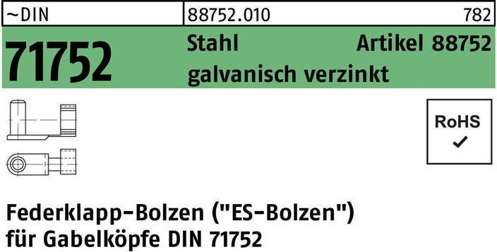 Produktbild Reyher Federklappbolzen R 88752 ES 8 x 32 Stahl galvanisch verzinkt