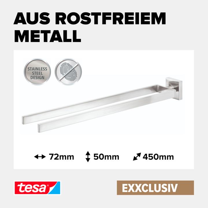 Image du produit tesa Porte-serviettes EXXCLUSIV à deux bras avec solution de collage sans perçage