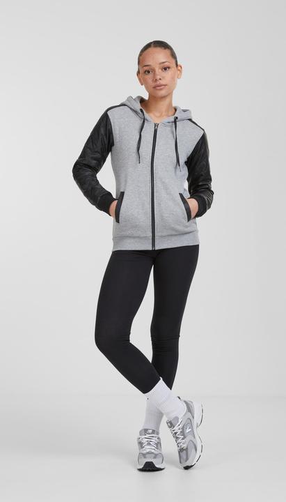 Immagine prodotto Urban Classics Ladies Diamond Leather Imitation Sleeve Zip Hoody (XS)