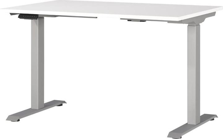 Immagine prodotto Germania Scrivania JET regolabile in altezza rettangolare bianca, struttura con gambe a T argento 120,0 x (120 x 72 cm)
