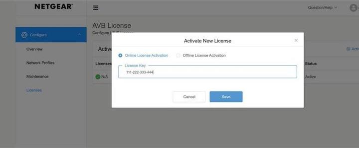 Actual product image Netgear AVB License AVB4230P-10000S Unlimited J. (1 Devices, unlimited)