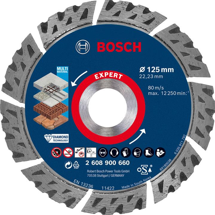 Bosch Professional Zubehör Dischi diamantati EXPERT MultiMaterial, 125 x 22,23 x 2,2 x 12 mm