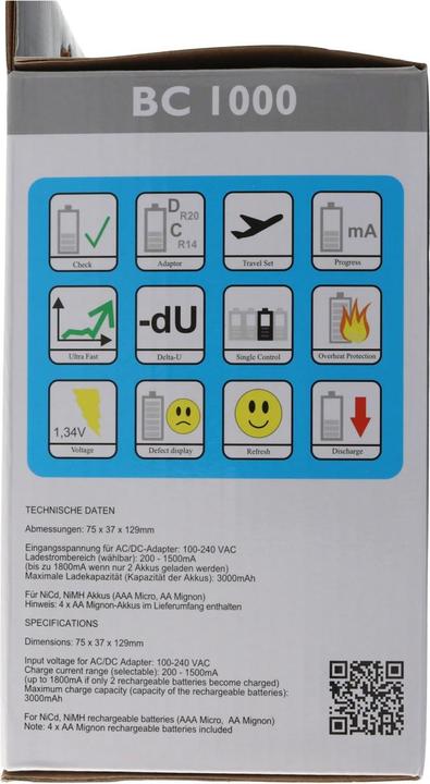 Actual product image Panasonic Technoline BC 1000 charger with Eneloop AA Mignon batteries and battery box (Battery + charger)