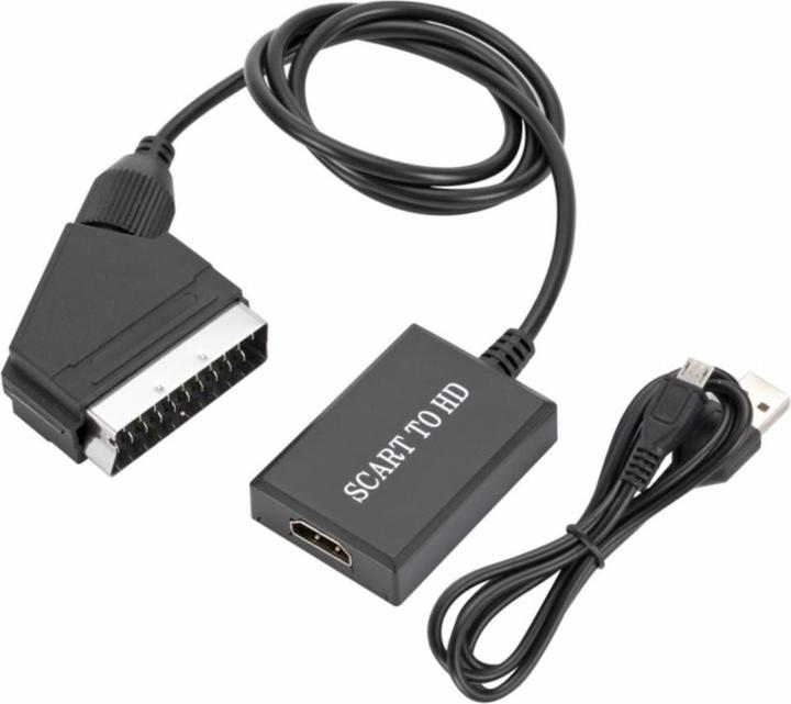 Actual product image Apfelkiste Scart auf HDMI 1080p FullHD Konverter Adapter Kabel für TV / PC / DVD - Schwarz 70cm