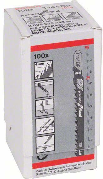 Actual product image Bosch Professional Zubehör PRO Wood precise T144DP Jigsaw blade, 100 mm, 100 pcs.
