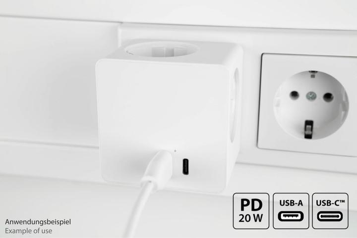 Actual product image Good Connections Kabelmeister socket cube 3x Schuko socket, USB-C (20W, PD3.0), USB-A, white (3 x, CEE 7/3)