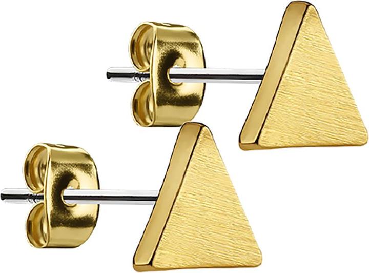 Star Piercing Ohrstecker dreieckig gebürstet vergoldet (Messing, Chirurgenstahl 316L)