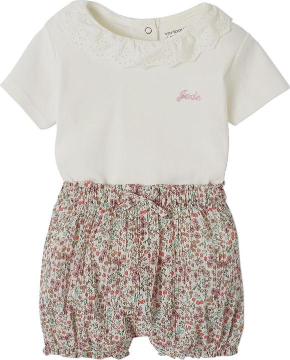 Immagine prodotto Vertbaudet Set bebè: maglietta con colletto e pantaloncini a fiori, personalizzabili (56)