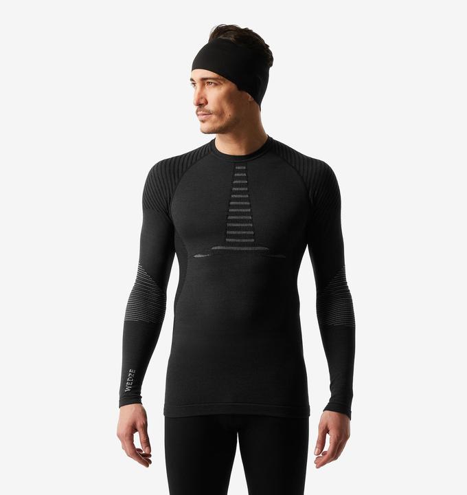 Wedze Skiunterwäsche Funktionsshirt Herren Wolle atmungsaktiv – BL 900 schwarz