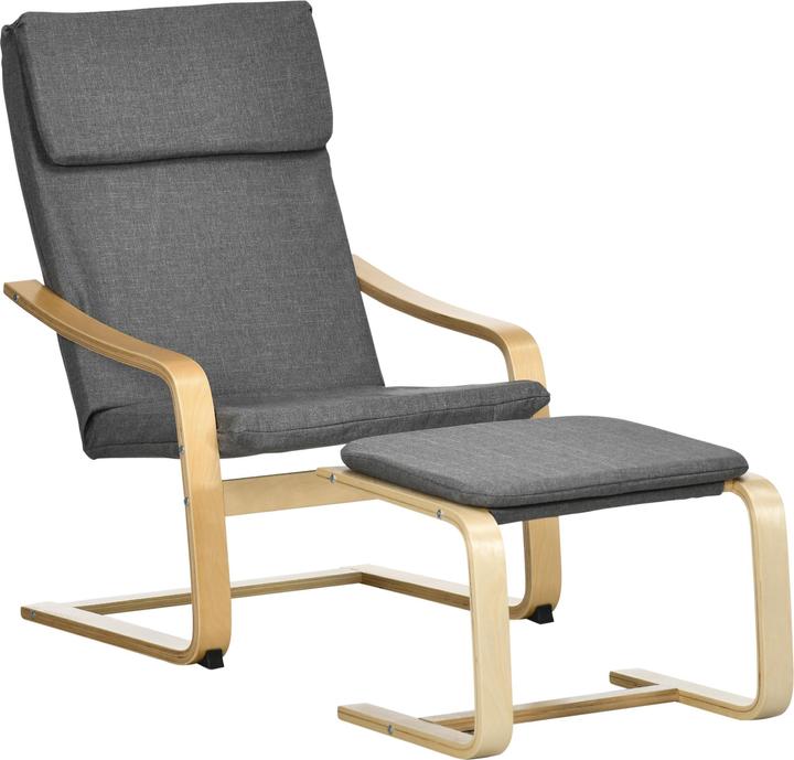 Produktbild Homcom Relaxsessel mit Hocker mit Fusspolster, Kopfpolster und Armlehnen