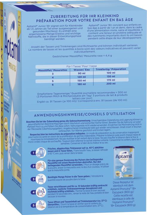 Valori nutrizionali e ingredienti Aptamil Pronutra 18+ (1200 g, a partire da 18 m.)