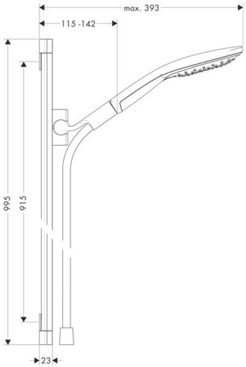 Actual product image hansgrohe Raindance Select S 150 3jet hand shower / Raindance Unica shower rail set : Colour - (3 Beam types, 16 l/min)