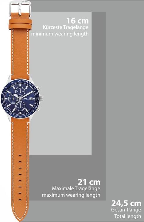Produktbild Herren Chronograph Karthago II Echtleder Braun - 31938 (Chronograph, 43 mm)