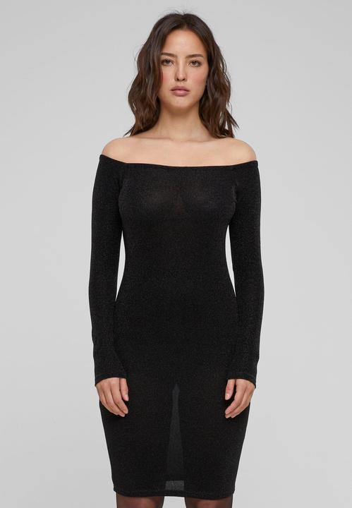 Actual product image Urban Classics Ladies Off Shoulder Longsleeve Glitter Dress - 126795 (XS)