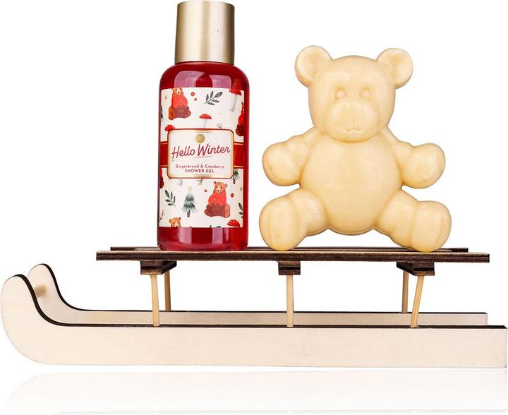 Image du produit Accentra Set de bain HELLO WINTER sur un traîneau en bois, incl. 1 (Set soin capillaire)