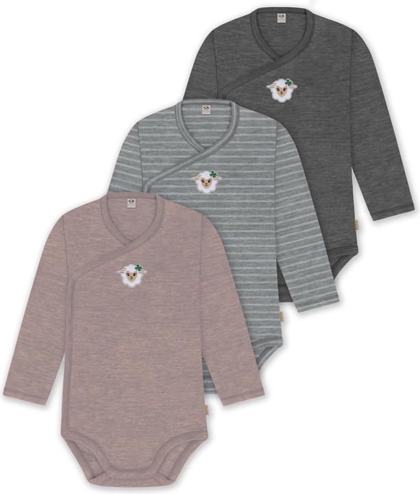 Produktbild Normani 3er Set Baby-Body Wickelbody Langarm Toddler-Bodysuit aus Merinowolle - 9357 (50)