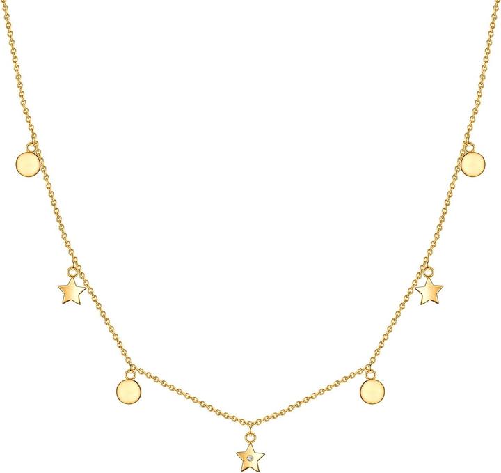 Lulu & Jane Kreise/Sterne Sterling Silber Diamant gelbgold 42,0 cm Basiskette + 5,0 cm Verlängerung - 33132 (Sterling Silber, 42 - 47 cm)