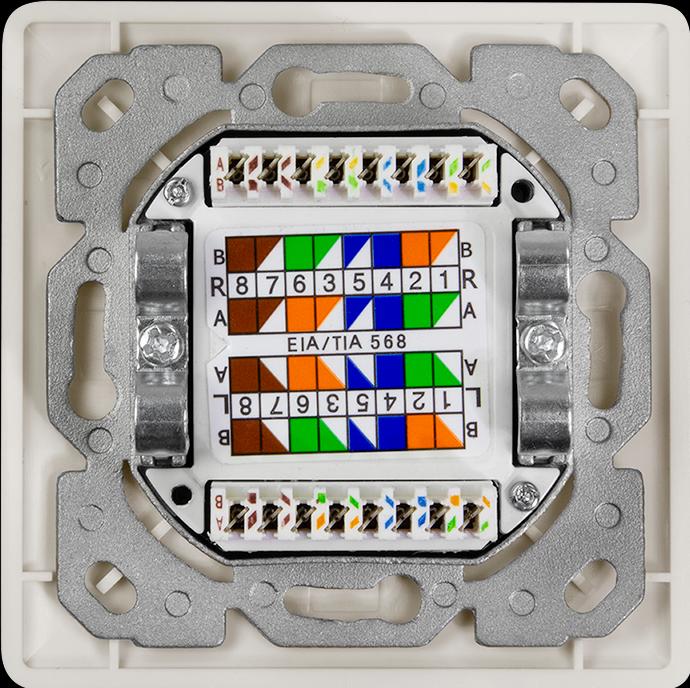 Produktbild LogiLink Cat.6A Netzwerkdose UP 2 x RJ45 geschirmt, reinweiss, senkrechte Kabelzuführung