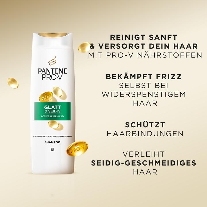 Actual product image Pantene Pro-V Glatt & Seidig Shampoo (500 ml, Liquid shampoo)
