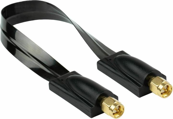 Kabelmeister Koaxial HF Fensterdurchführung, SMA Stecker an SMA Stecker, schwarz, 0,2m (Fensterdurchführung)