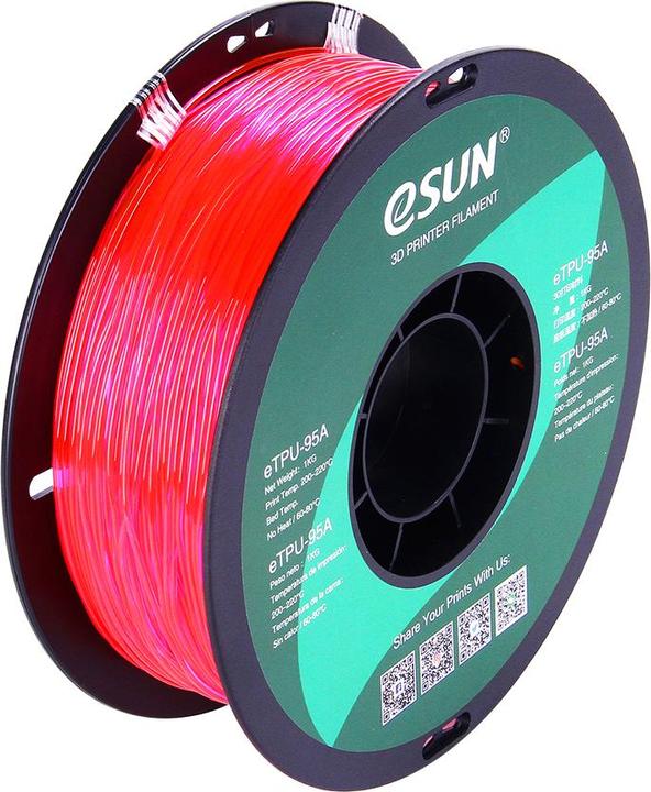 Actual product image eSUN eTPU-95A 1.75mm Tr. Pink 1kg 3D Filament (TPU, 1.75 mm, 1000 g, Pink)
