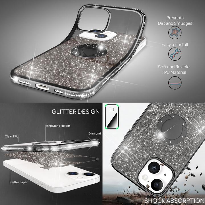 Produktbild Nalia Ring Glitzer Silikon Hülle (Apple iPhone 13 mini)