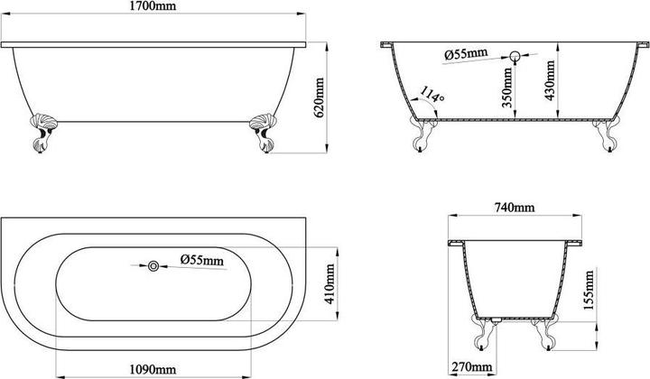 Produktbild Shower Design Sparus (190 l, 74 cm, 170 cm)