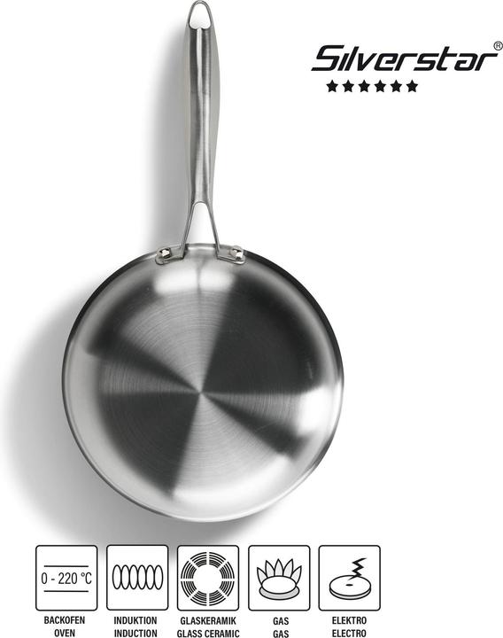 Actual product image Silverstar Stainless steel pan 20 cm with non-stick coating for induction and oven (20 cm, Pan set + pot set, Stainless steel)