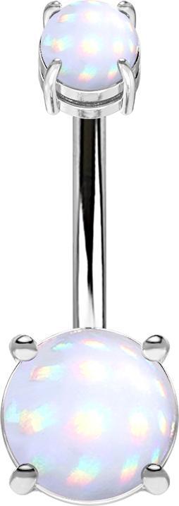Star Piercing Banane Innengewinde silber mit zwei Epoxidstein weiss (Chirurgenstahl 316L, Ohne MessingWolfram)