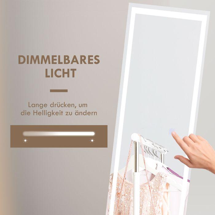 Produktbild Swisshandel24 Ganzkörperspiegel, 40 x 150 cm Standspiegel, Wandspiegel mit LED-Leuchte, Lichtspiegel mit 3 Lichtfa (40 x 150 cm)