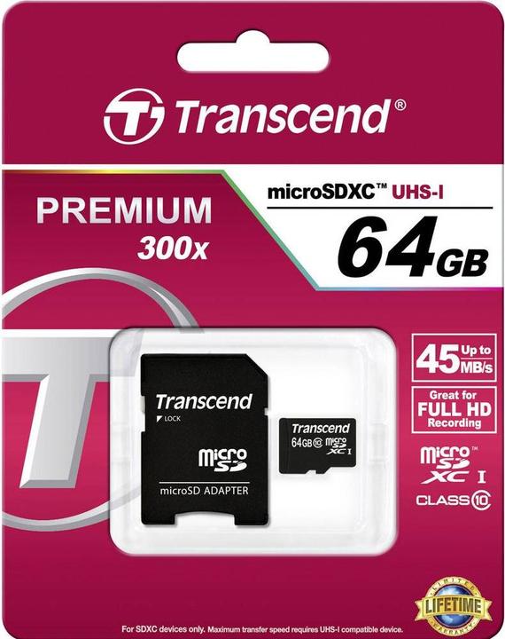 Immagine prodotto Transcend Scheda Micro SDXC (64 GB, microSDXC, U1, UHS-I)
