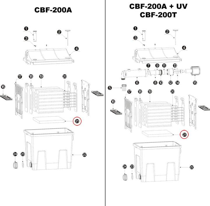 Actual product image SunSun Spare part japanmat Pond Bio Filter CBF-200T/CBF-200U/CBF-200