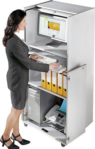 Actual product image eurokraft pro Computer cabinet with plastic roller shutter, mobile