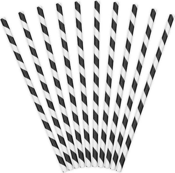 Actual product image Partydeco Striped Straws Black (10 x)