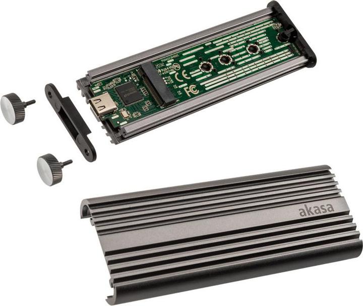 Actual product image Akasa external M.2 NVMe enclosure, USB 3.2, aluminium (M.2)