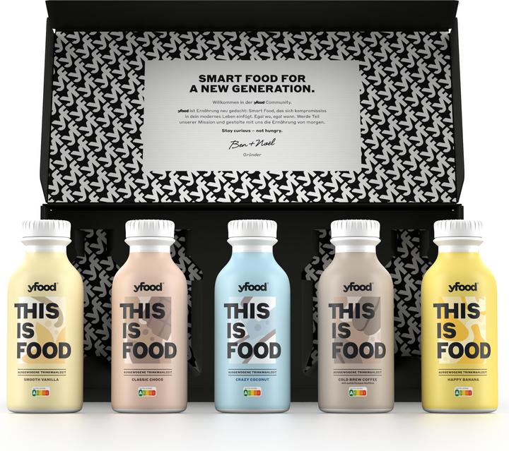 Actual product image YFood Taster Pack Classic Drinks 5 x 500ml (Banana, Chocolate, Vanilla, Coffee, Berry, 1 x)
