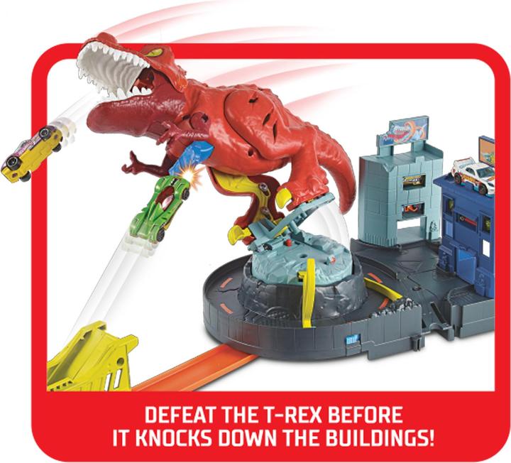 Image du produit Hot Wheels City T-Rex En Furie - Coffret Petites Voitures - 5 ans et +