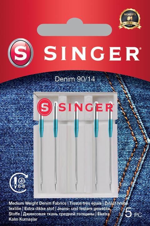Singer DENIM sewing machine needle, 90/14, pack of 5
