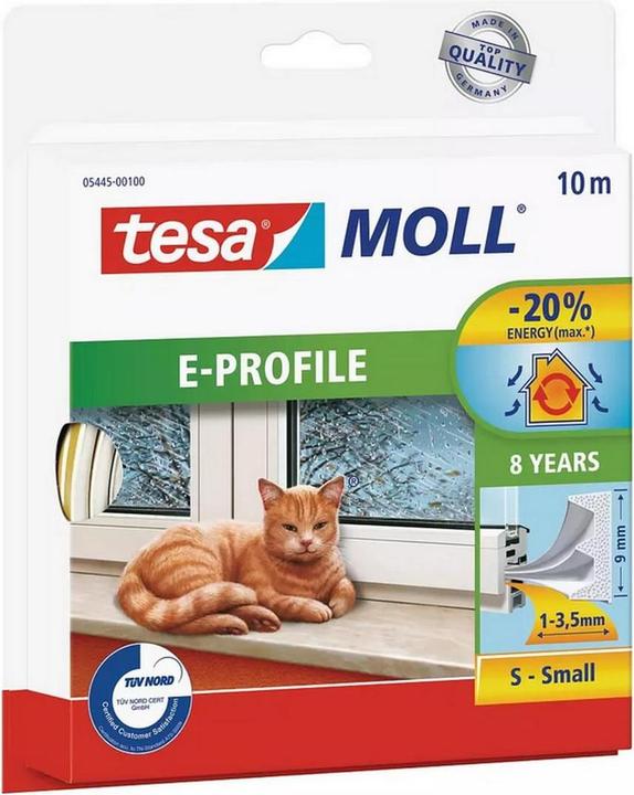 tesa 2x tesamoll CLASSIC E-Profil Fensterdichtung, Gummidichtung zum Isolieren, Zweierpack