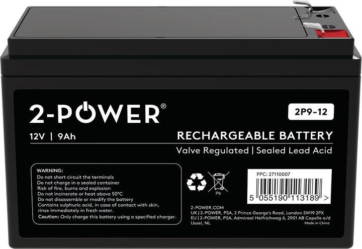 Actual product image 2-Power 12V 9Ah VRLA Battery