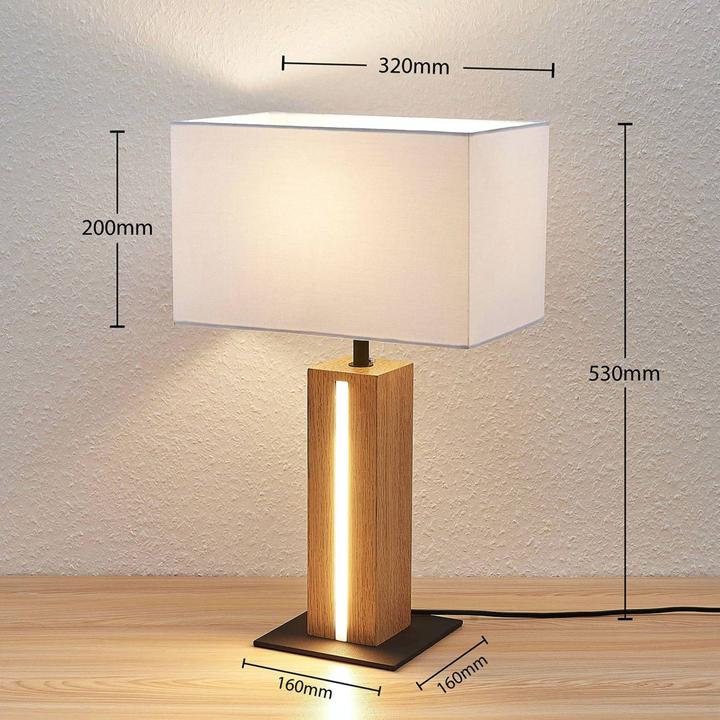 Produktbild Lindby Garry Square Tischleuchte White/Wood (200 lm, E27)