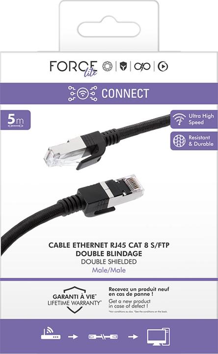 Immagine prodotto Force Power Ethernet Kabel RJ45 Geflochten S/FTP 5m (S/FTP, CAT8.1, 5 m)
