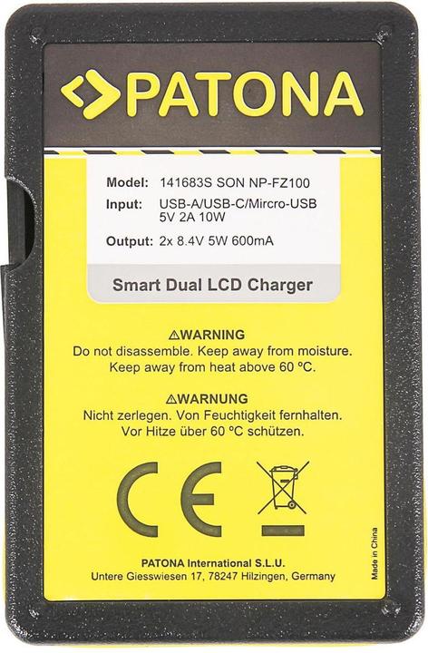 Produktbild Patona Smart Dual LCD USB Sony NP-FZ100 (Kamera Akku Ladegerät)