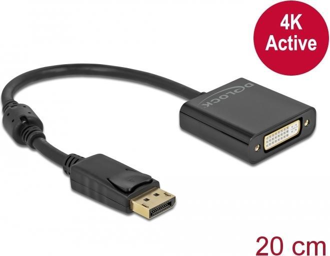 Actual product image Delock Adapter DisplayPort 1.2 male to DVI female 4K Active black (DVI, 20 cm)