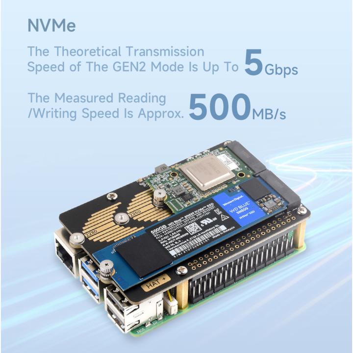 Produktbild WaveShare PCIe auf M.2 Adapter HAT+ (B) für Raspberry Pi 5