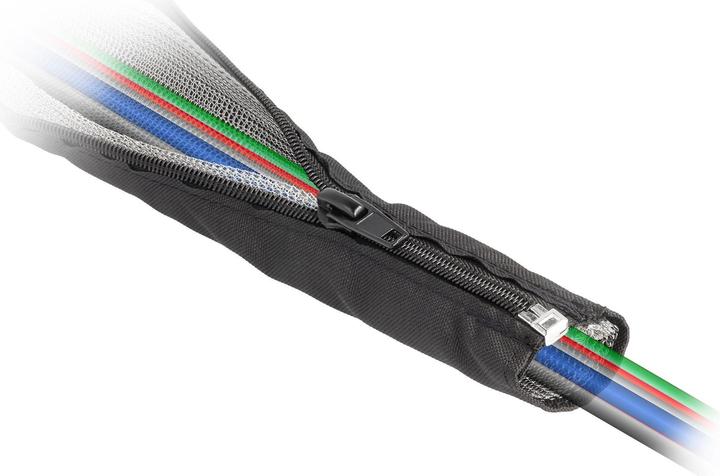 Actual product image Delock EMC braided shielding sleeving with zipper heat resistant 1 m x 50 mm black (Cable conduit, 100 cm)